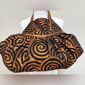Hippie Hobo Shoulder Bag - Brown and Black Velvet Swirl Pattern - lined   NEW !